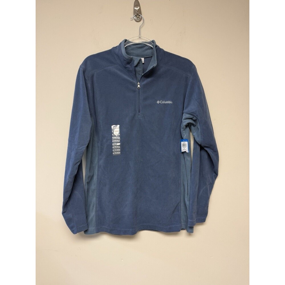 Columbia Pine Ridge Half Zip Pullover Mens Medium Blue Fleece Hiking Top - Picture 2 of 9